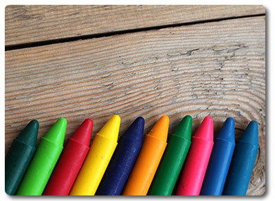 Crayons on a desk